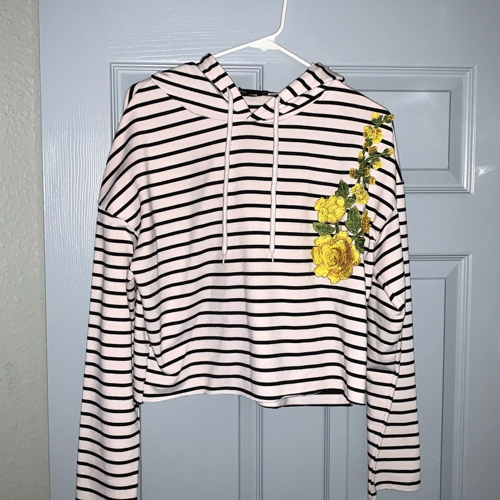 Striped Embroidered Hoodie